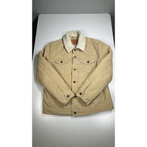Levi’s Sherpa Lined Corduroy Trucker Jacket Tan Men’s Large Western